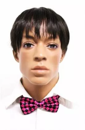 Fliege Schwarz mit Schachmuster Pink